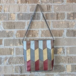 CRC Sustainable Patchwork Leather Colorful Tote Bag